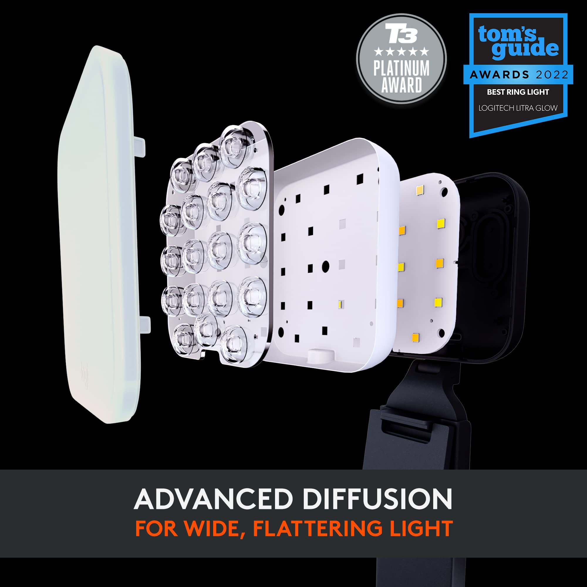 Logitech for Creators Litra Glow Premium LED Streaming Light with TrueSoft- Computer lighting for video conferencing, Zoom meetings, with adjustable mount and desktop app control for PC/Mac - Graphite - Image 3