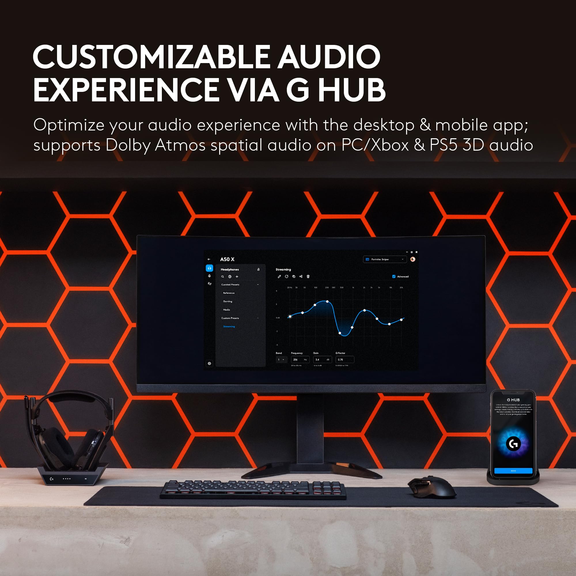 Logitech G Astro A50 X Multi-Platform Wireless Gaming Headset + Base Station for PS5/Xbox/PC: PLAYSYNC Video & Audio Switcher, HDMI 2.1 4K 120Hz VRR, <24bit/48kHz, 24hr Battery, 2.4GHz & BT - Black - Image 5