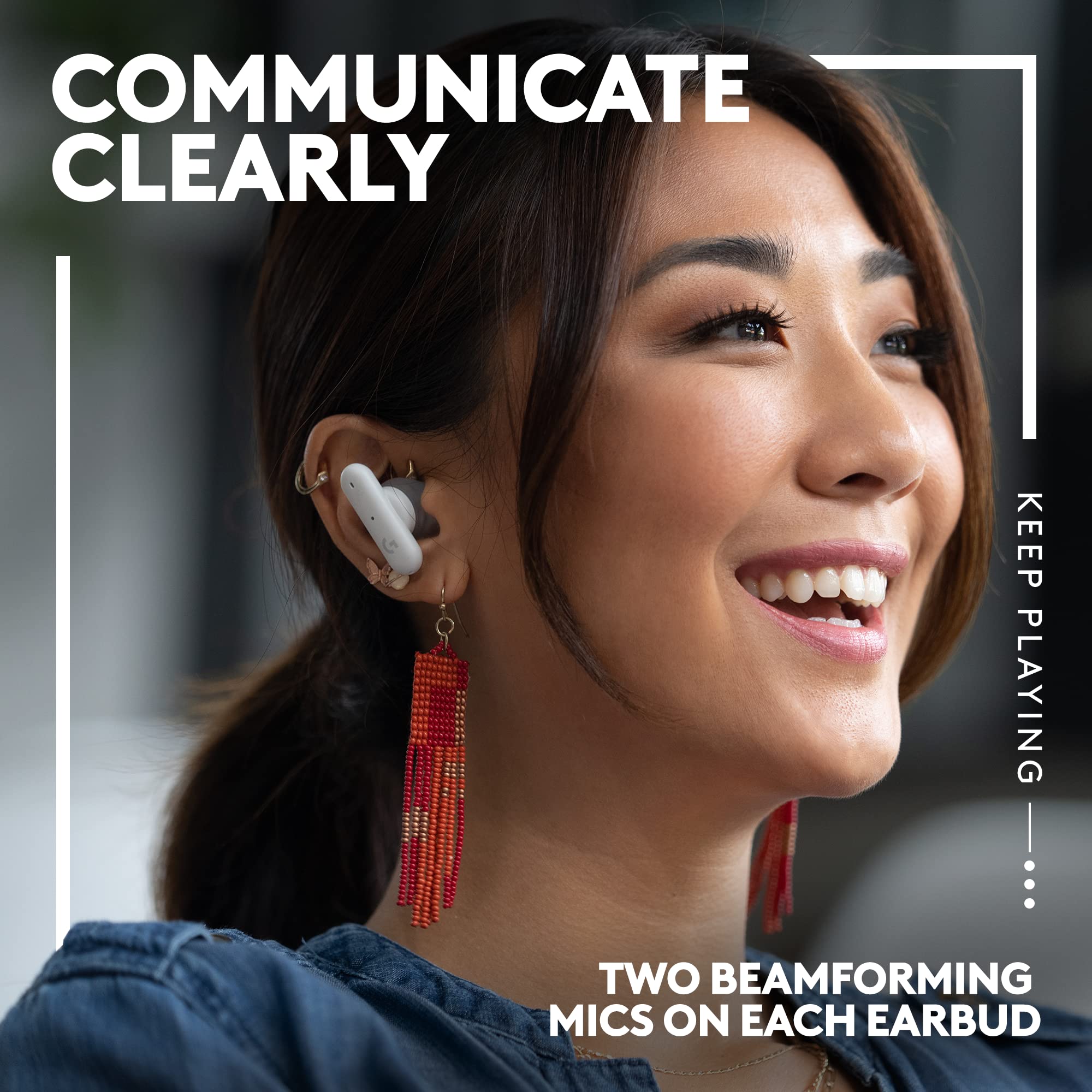 Logitech G FITS True Wireless Gaming Earbuds, Custom Molded Fit, Lightspeed + Bluetooth, Four Beamforming Microphones, PC, Mac, PS5, PS4, Mobile, Nintendo Switch - White - Image 5