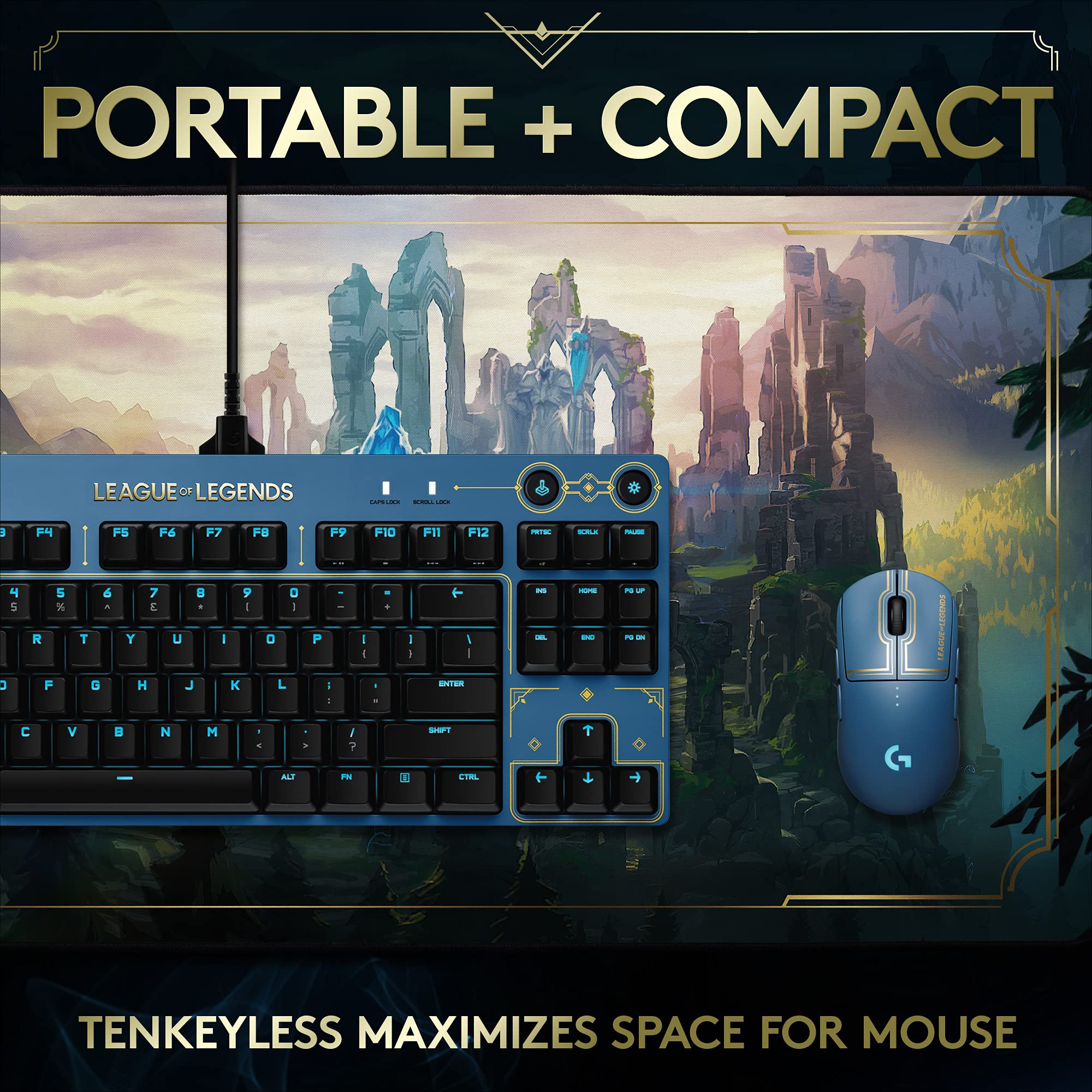 Logitech G PRO Mechanical Gaming Keyboard - Ultra-Portable Tenkeyless Design, Detachable USB Cable, LIGHTSYNC RGB Backlit Keys, Official League of Legends Edition - Image 4