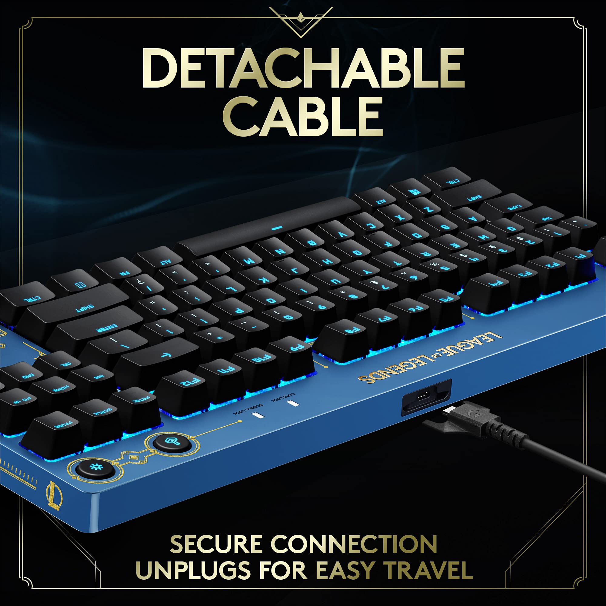 Logitech G PRO Mechanical Gaming Keyboard - Ultra-Portable Tenkeyless Design, Detachable USB Cable, LIGHTSYNC RGB Backlit Keys, Official League of Legends Edition - Image 5