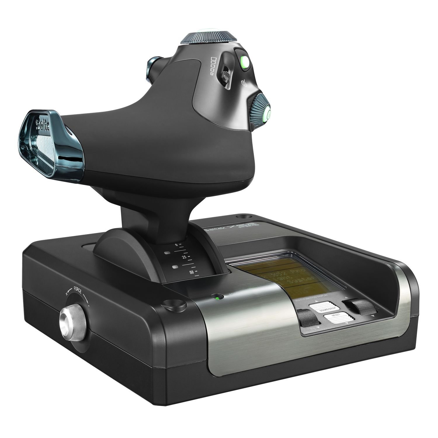 Logitech G Saitek X52 Pro Flight Control System, Controller and Joystick Simulator, LCD Display, Illuminated Buttons, 2xUSB, PC - Black/Silver - Image 5