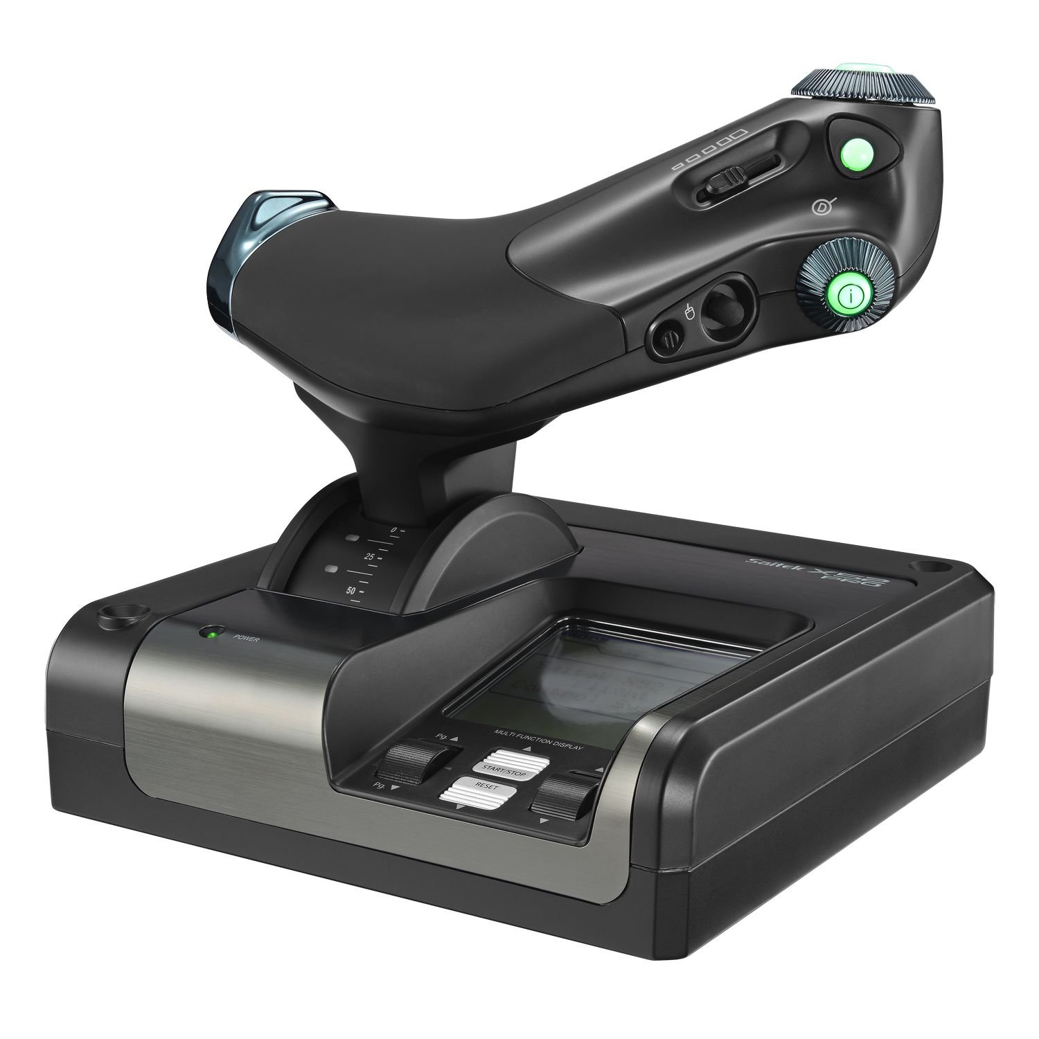 Logitech G Saitek X52 Pro Flight Control System, Controller and Joystick Simulator, LCD Display, Illuminated Buttons, 2xUSB, PC - Black/Silver - Image 6