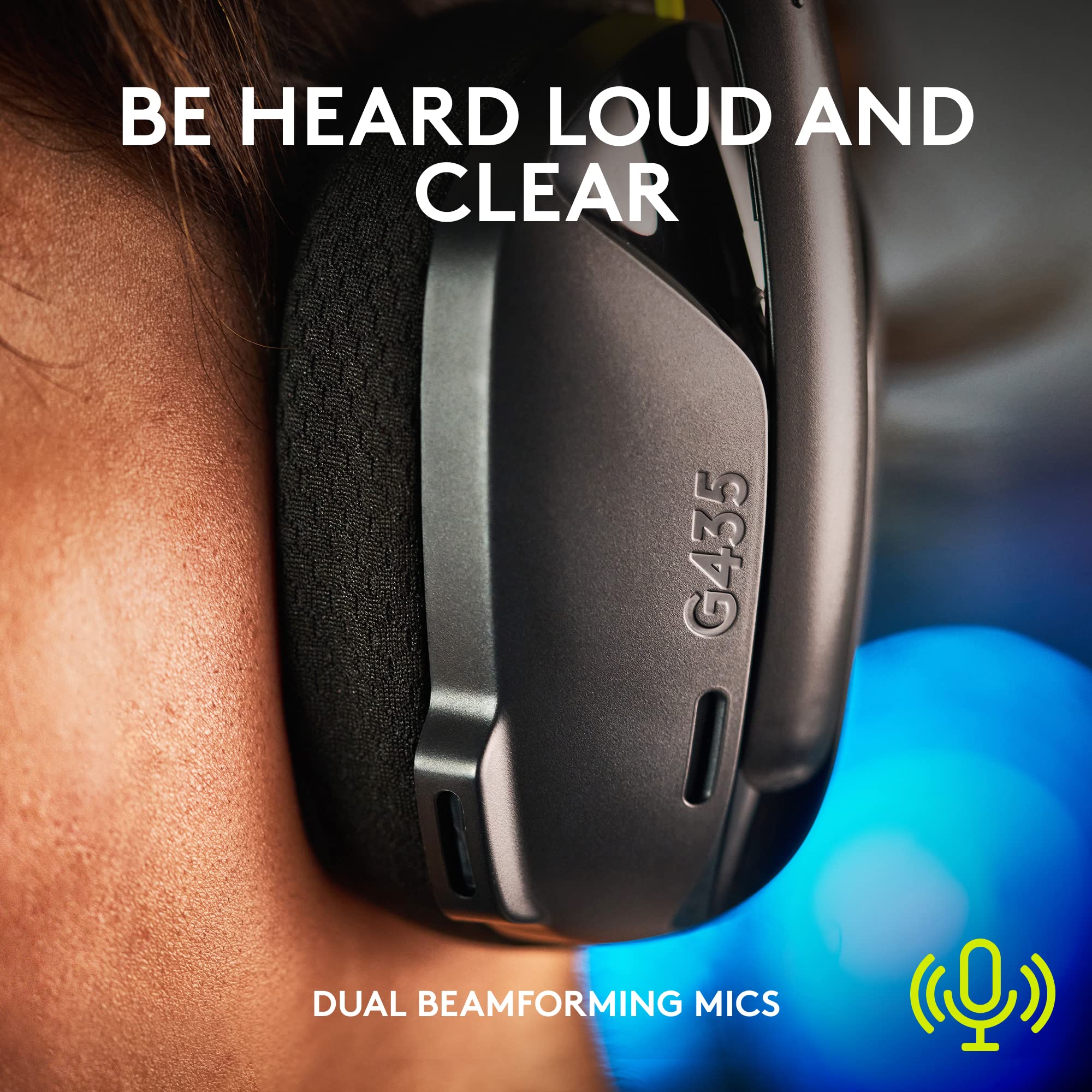 Logitech G435 Lightspeed & Bluetooth Wireless Gaming Headset - Lightweight Over-Ear Headphones, Built-in mics, 18h Battery, Dolby Atmos, PC, PS4, PS5, Nintendo Switch/Switch 2, Mobile - Black - Image 5