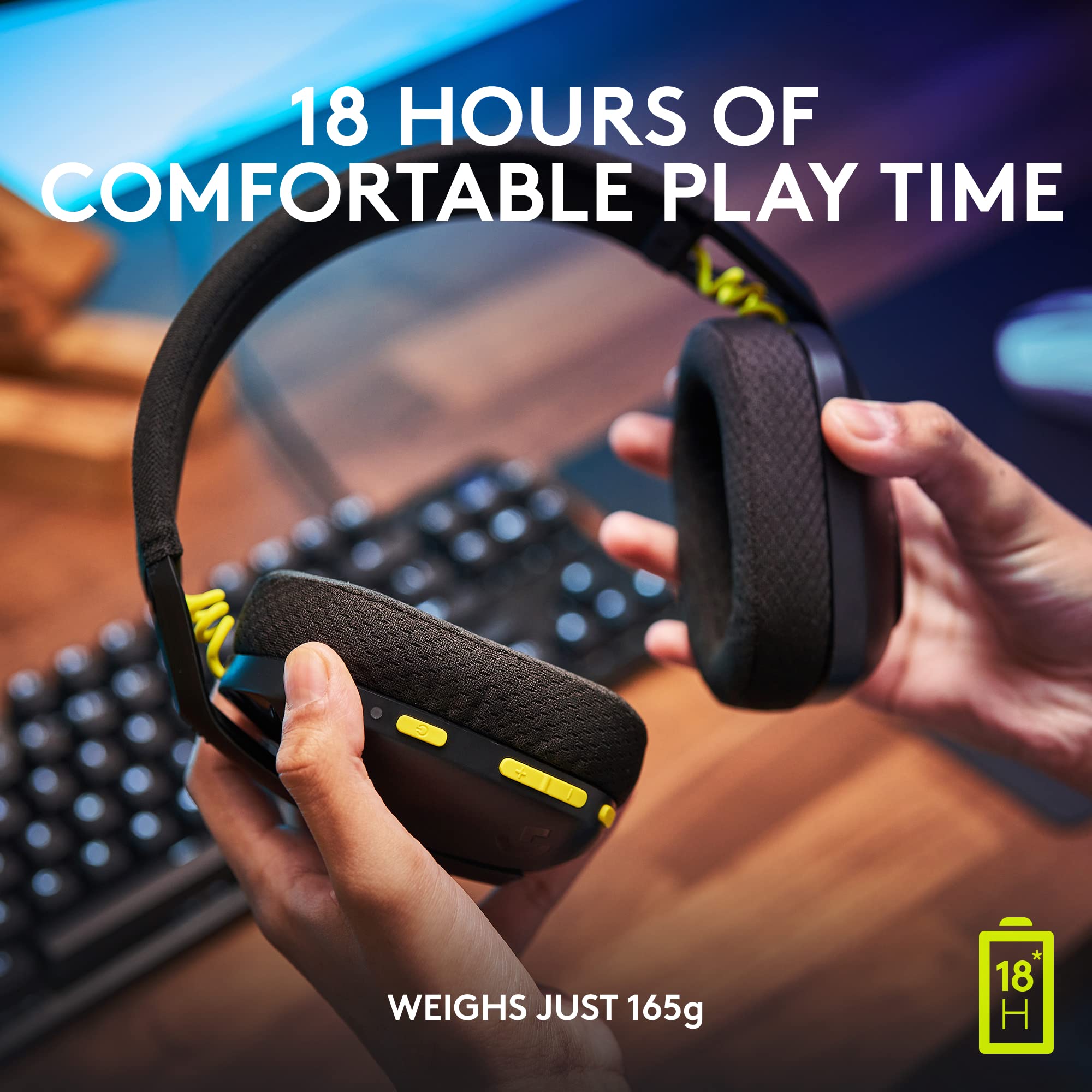 Logitech G435 Lightspeed & Bluetooth Wireless Gaming Headset - Lightweight Over-Ear Headphones, Built-in mics, 18h Battery, Dolby Atmos, PC, PS4, PS5, Nintendo Switch/Switch 2, Mobile - Black - Image 6