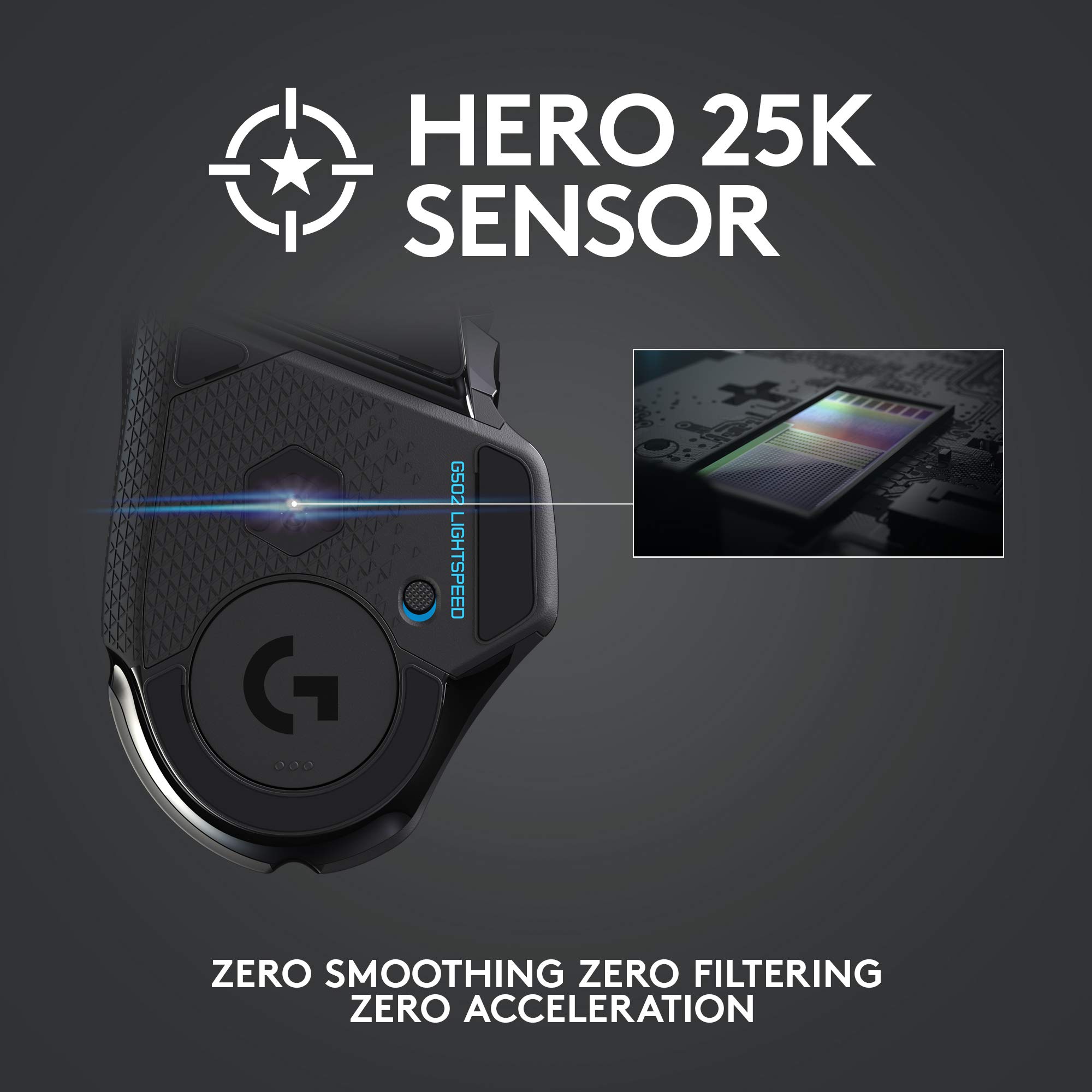 Logitech G502 Lightspeed Wireless Gaming Mouse with Hero 16K Sensor, PowerPlay Compatible, Tunable Weights and Lightsync RGB - Black (Renewed) - Image 3