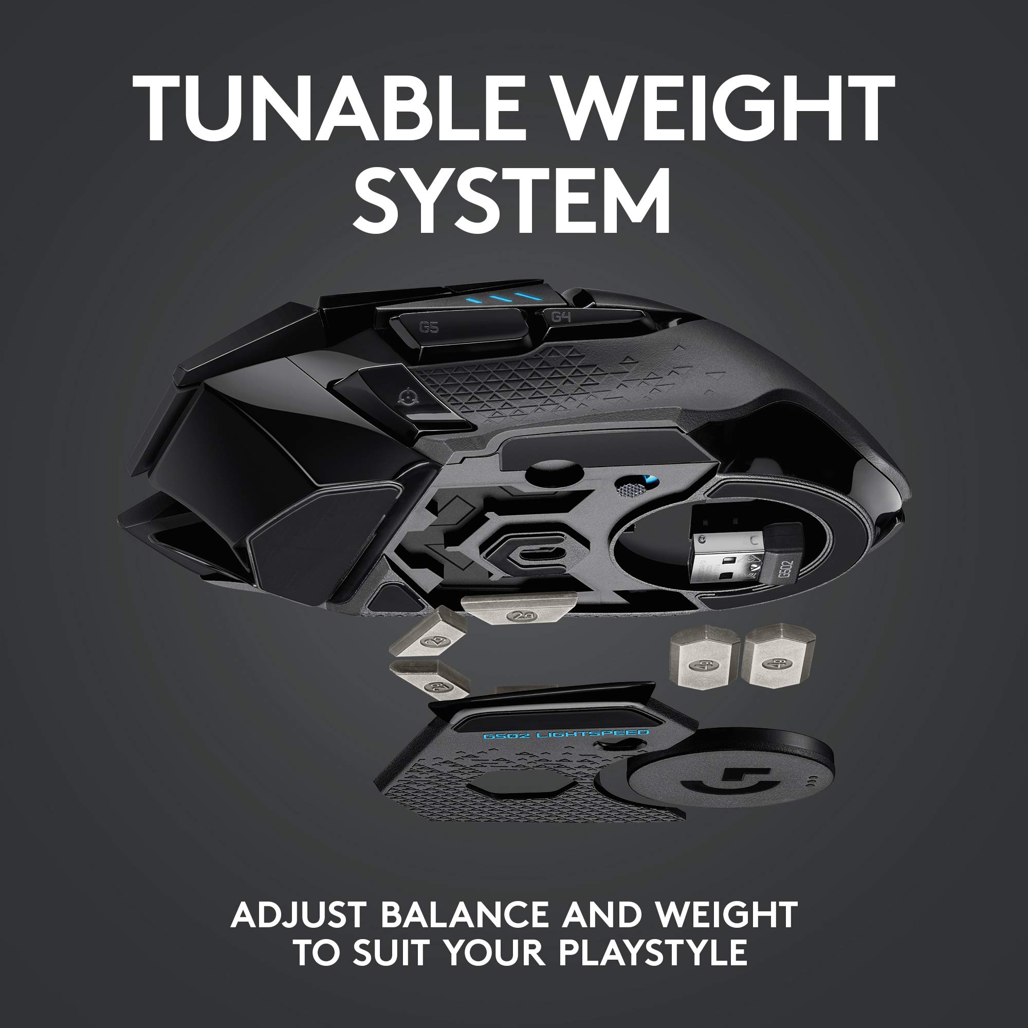 Logitech G502 Lightspeed Wireless Gaming Mouse with Hero 16K Sensor, PowerPlay Compatible, Tunable Weights and Lightsync RGB - Black (Renewed) - Image 7