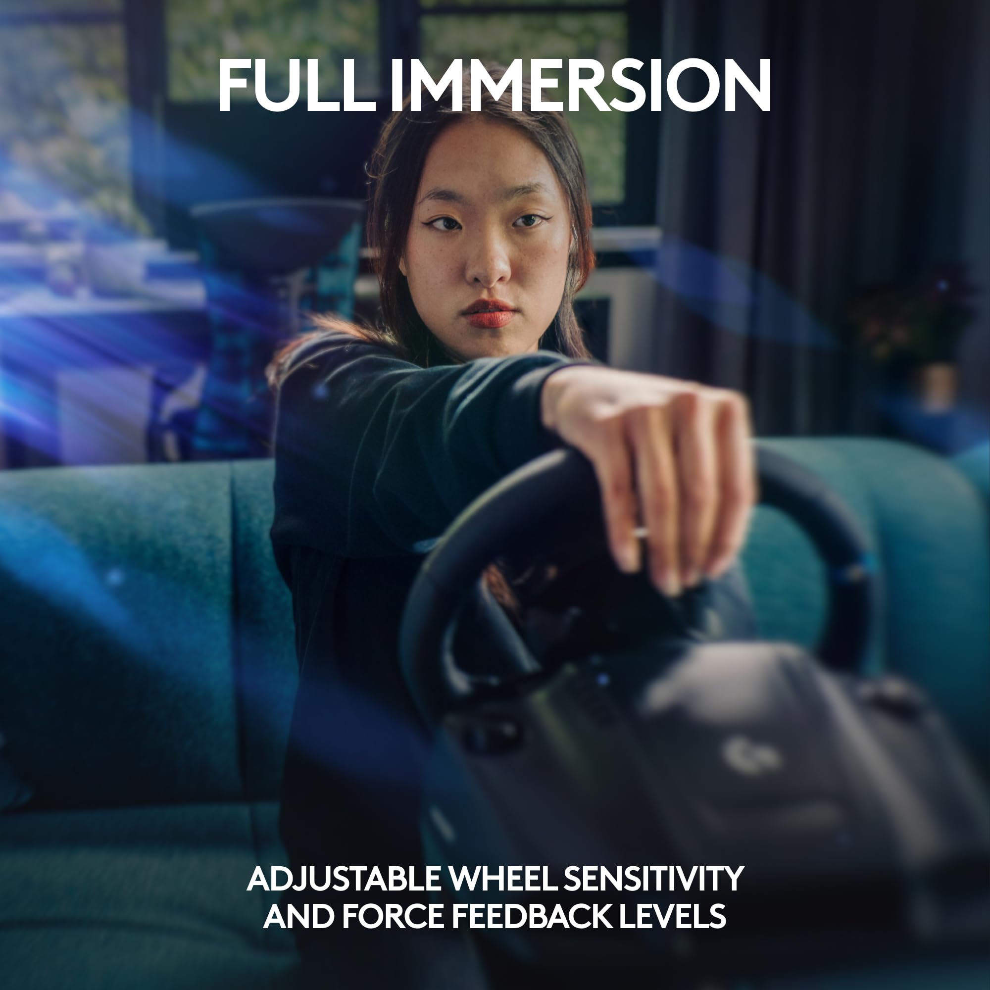 Logitech G923 Racing Wheel and Pedals, TRUEFORCE up to 1000 Hz Force Feedback, Gaming Steering Wheel PS5, PS4, PC, Mac, Genuine Leather- Black - Image 8
