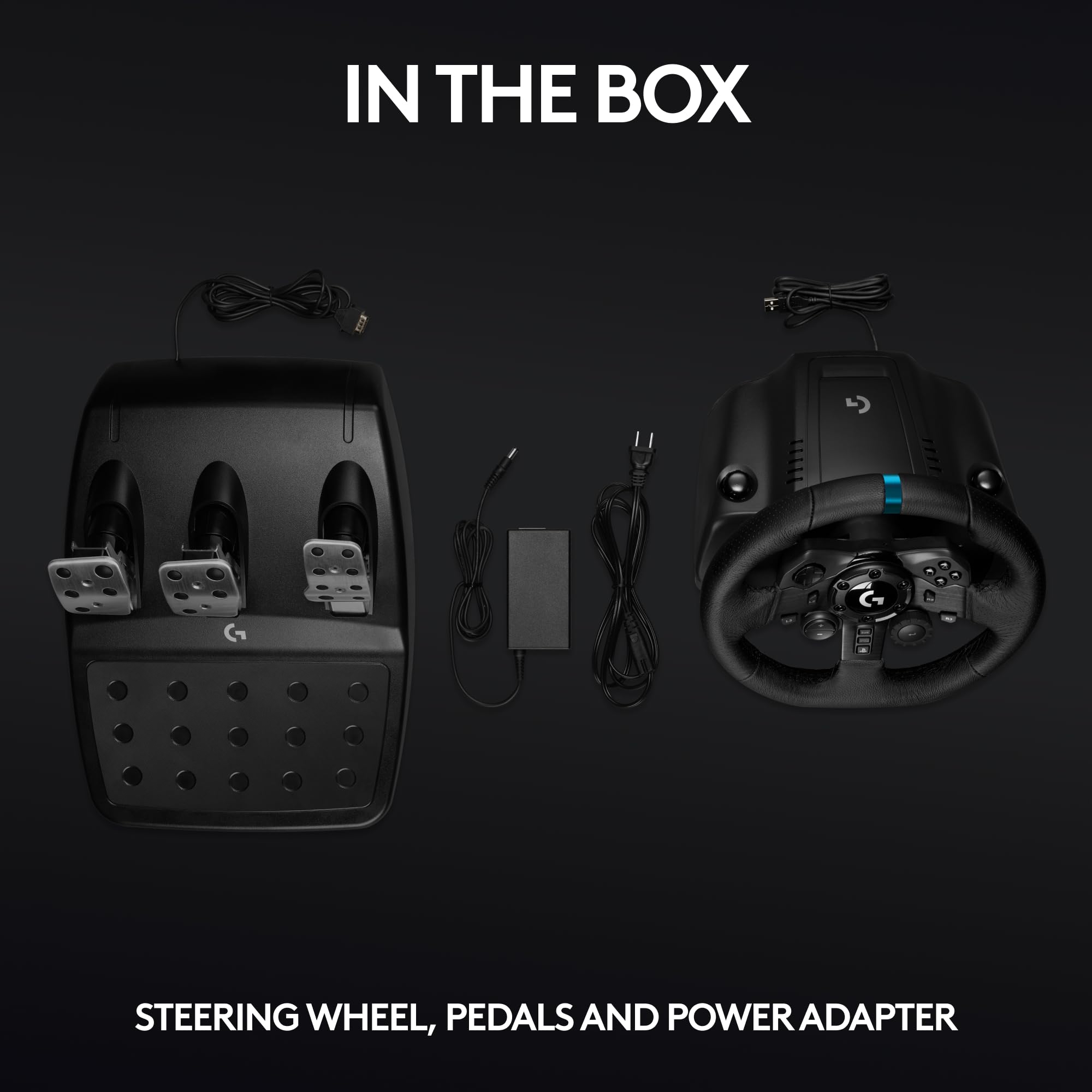 Logitech G923 Racing Wheel and Pedals, TRUEFORCE up to 1000 Hz Force Feedback, Gaming Steering Wheel PS5, PS4, PC, Mac, Genuine Leather- Black - Image 9